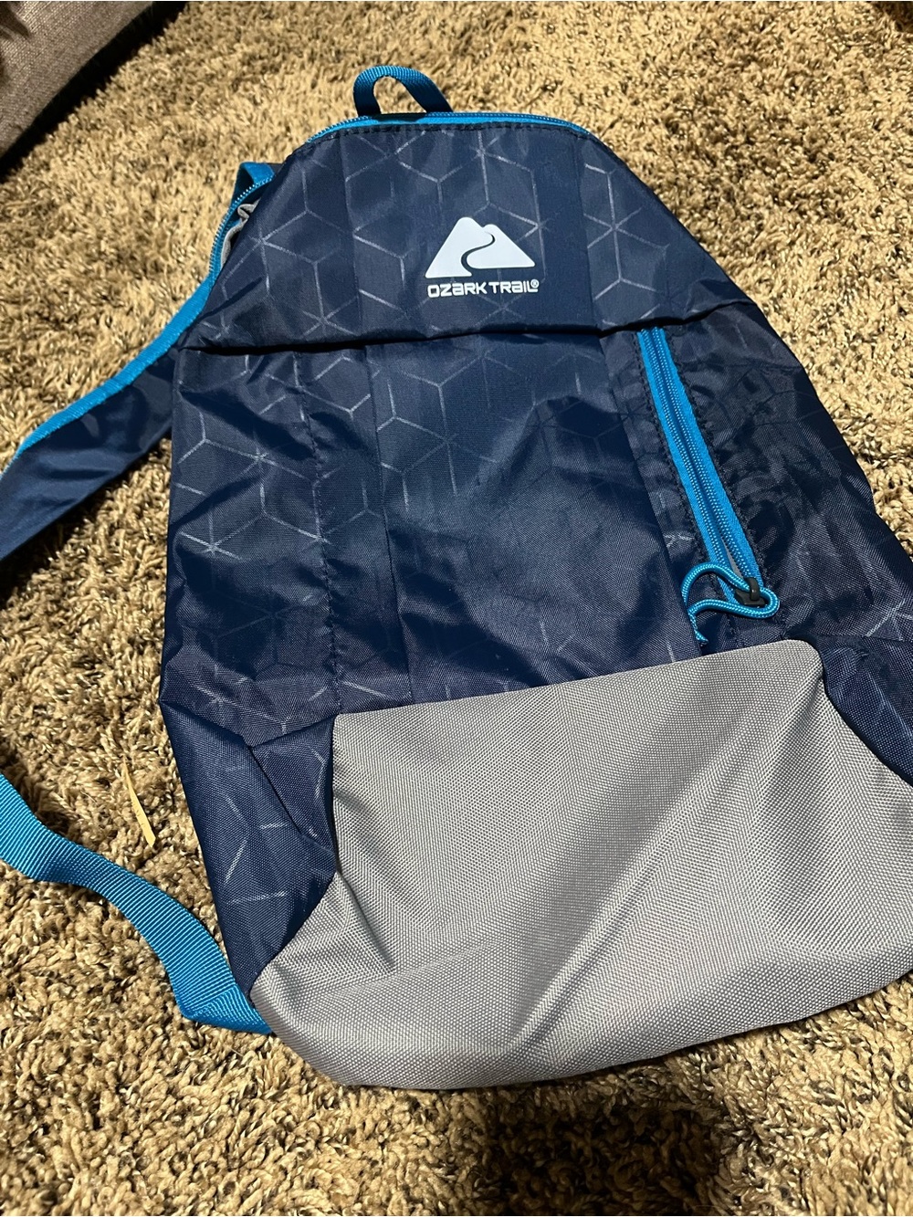 Ozark Trail Navy Blue and Gray Lightweight Backpack with Teal Accents